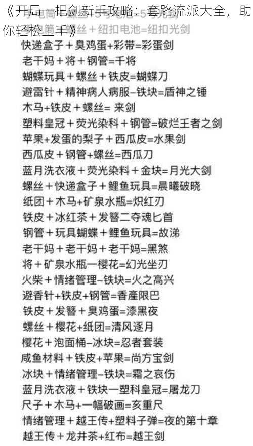《开局一把剑新手攻略:套路流派大全,助你轻松上手》